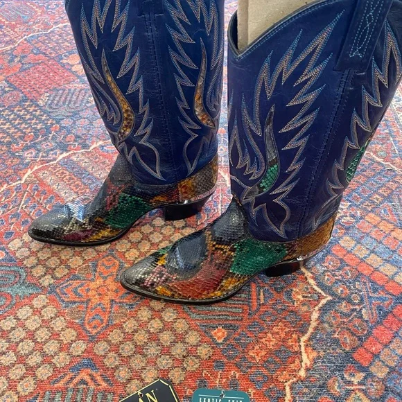 Dan Post Multicolor Snakeskin Python Heeled Boots - Picture 4 of 9